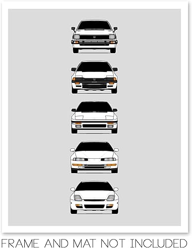 Vista 39 de Handmade Poster compatible with Honda Evolution Print Wall Art Décor Best Honda Generations - Multi, 8x10" Metallic Print (Unframed) - Gift for Car