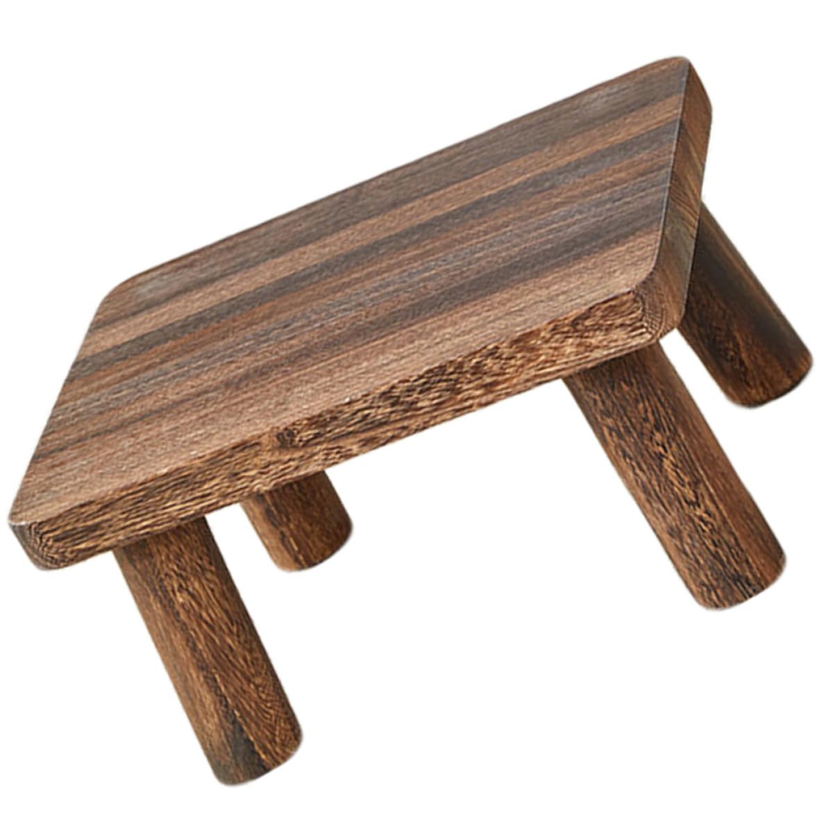 Taburete rectangular de madera pequeño para niños y adultos con base estable antideslizante