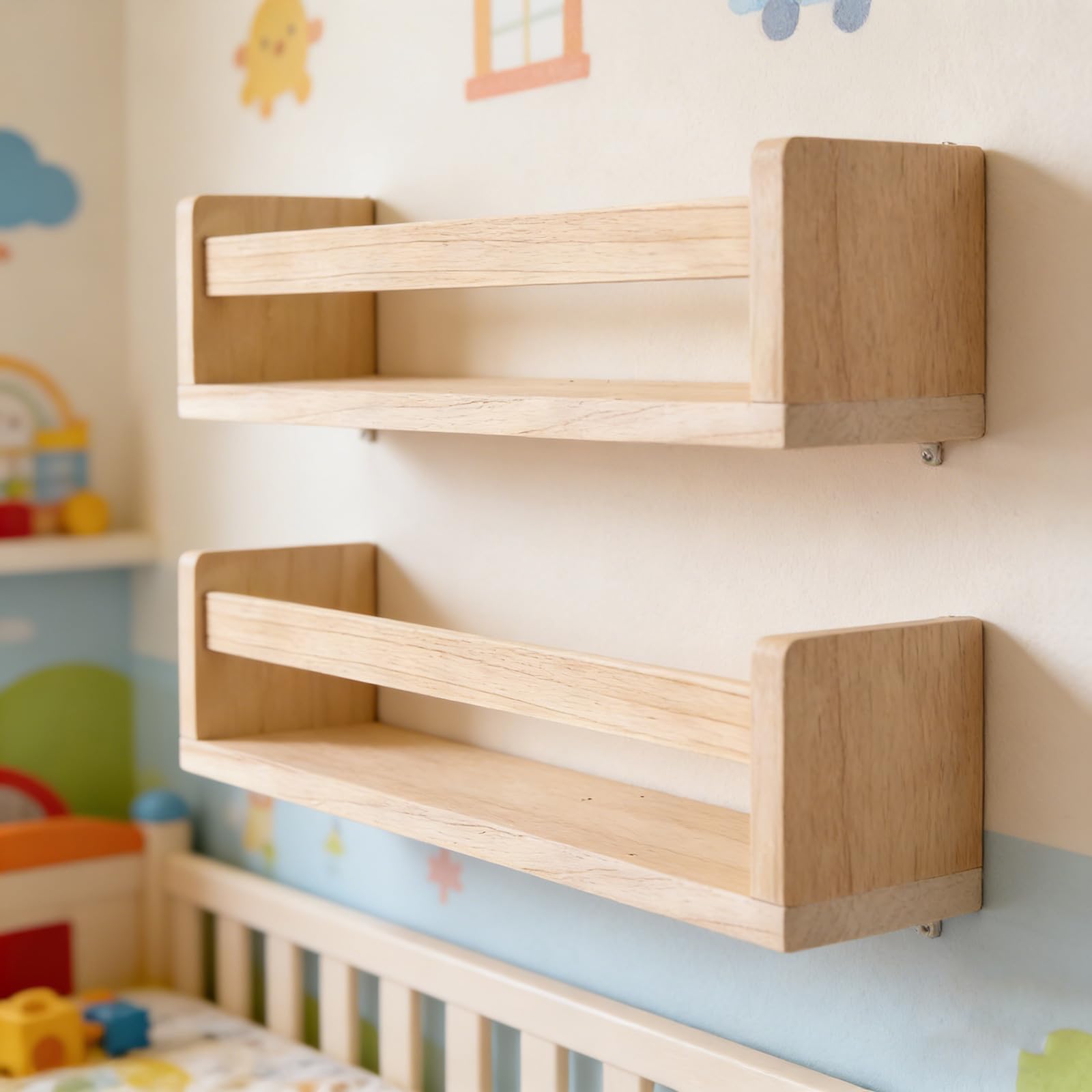 Mensola sospesa decorativa per la cameretta dei bambini progettata per riporre libri, oggetti e ricordi in modo sicuro Decorazioni rurali per la cameretta dei bambini