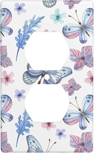 Miniatura 1 de XRELZRS Cubierta de salida de mariposa, placa decorativa de pared, receptáculo dúplex individual, placa de pared eléctrica, bonita decoración de