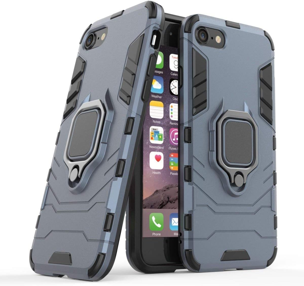 Compatible with iPhone 7/iPhone 8 Case, Magnetic Car Phone Ring Holder Ring 360 Protective Case for Apple iPhone 7, iPhone 8 (Navy Blue)