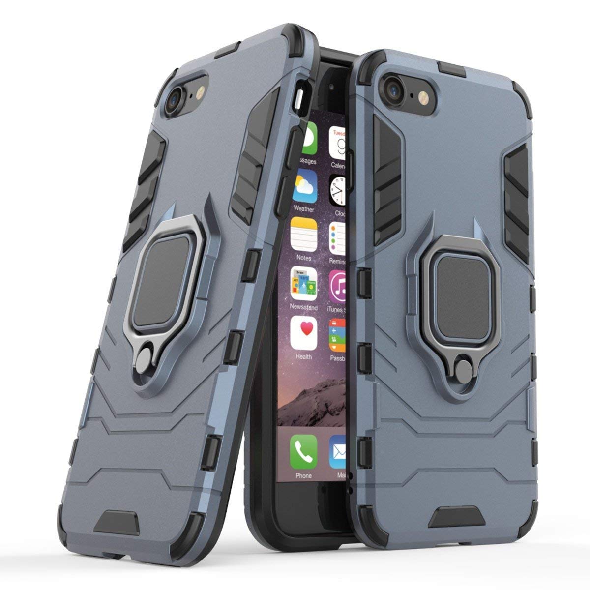 Compatible with iPhone 7/iPhone 8 Case, Magnetic Car Phone Ring Holder Ring 360 Protective Case for Apple iPhone 7, iPhone 8 (Navy Blue)