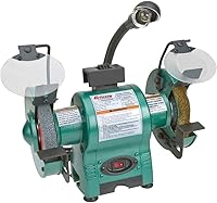 Grizzly Industrial T24463 6-Inch Bench Grinder with Work Light - 1/3 HP, 36 Grit & Wire Wheels for Precision Grinding