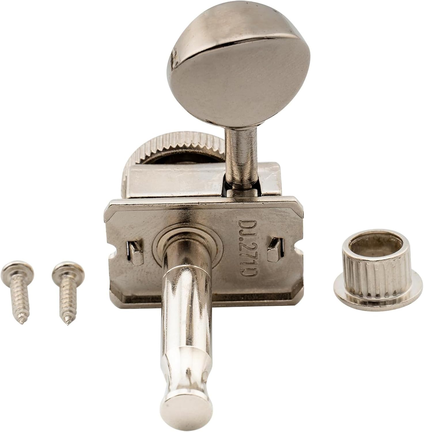 Musiclily Pro R15T 6-in-line 14:1 Ratio Semi Closed Vintage Hybrid Style Locking Machine Heads Tuners with Vintage Oval Button for Fender Squier Strat Tele Style Electric Guitar, Nickel