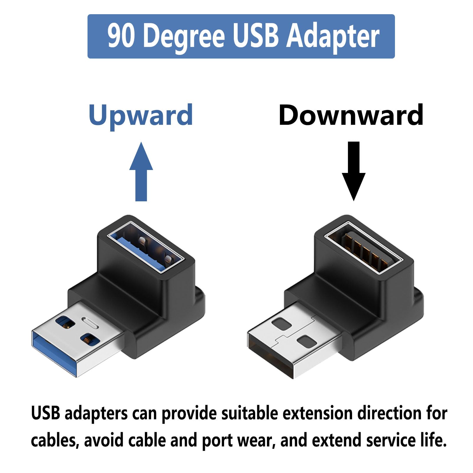 USB 3.2 Adapter Auf 90 Grad – 2 Stück, 10 Gbps, Typ A, Für Enge Anschlüsse An PC & Laptop