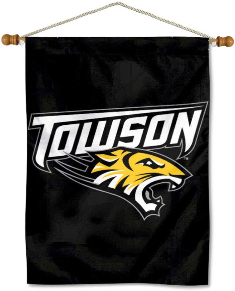 Towson University Tigers House Flag and Wood Banner Pole Set