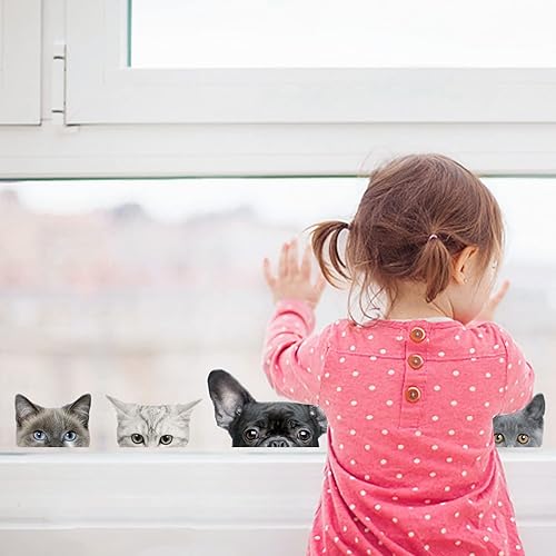 Miniatura 5 de Calcomanías divertidas de pared de gatos, calcomanías realistas de pared de gatos ocultos, calcomanías de vinilo removibles para cabeza de gato,