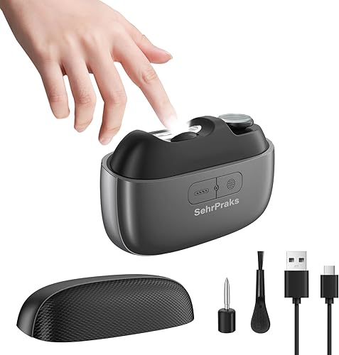 Cortaúñas eléctrico 3 en 1 con luz LED, recorte, limado y pulido, cubierta magnética, amplia apertura para uñas gruesas, carga tipo C, portátil y