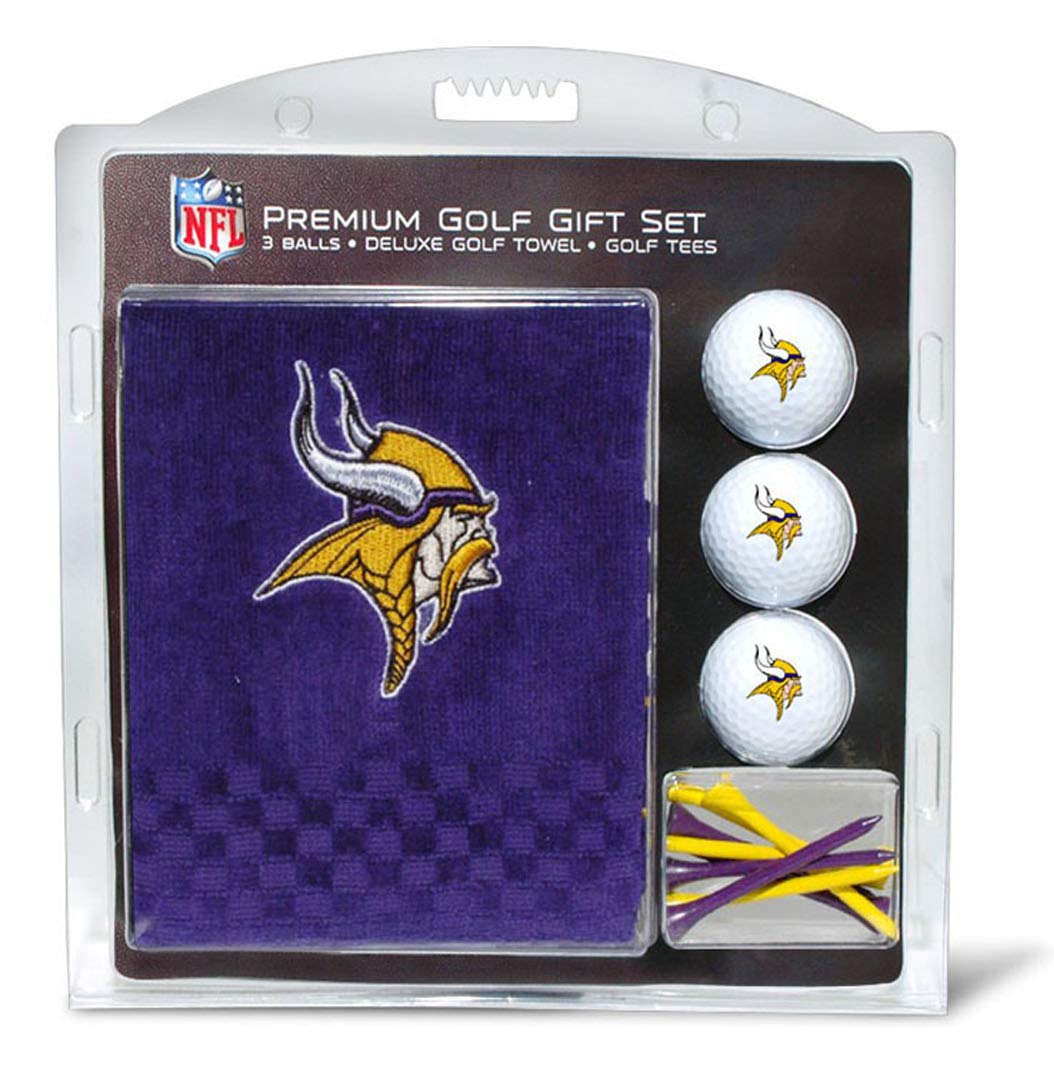 Team Golf NFL Gift Set: Embroidered Towel, 3 Golf Balls & 14 Tees, Tri-Fold Cotton Towel 16" x 22"
