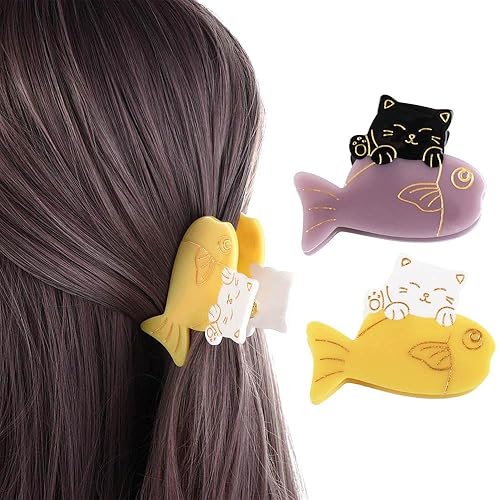 Miniatura 7 de 2 pinzas antideslizantes para el pelo de gato y pez, de acetato, animales, tiburón, para mujeres y niñas, accesorios para el cabello, regalos para