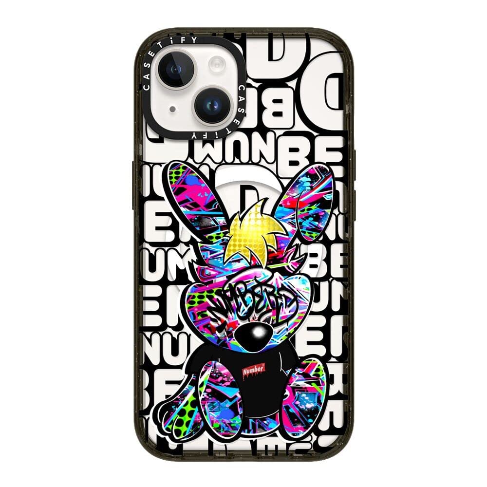 CASETiFY インパクト iPhone 14 ケース [MIL規格準拠 (4x MIL-STD-810G)/2.5mからの落下試験をクリア/MagSafe に対応] - PunnyD-SbyD - グロッシー ブラック