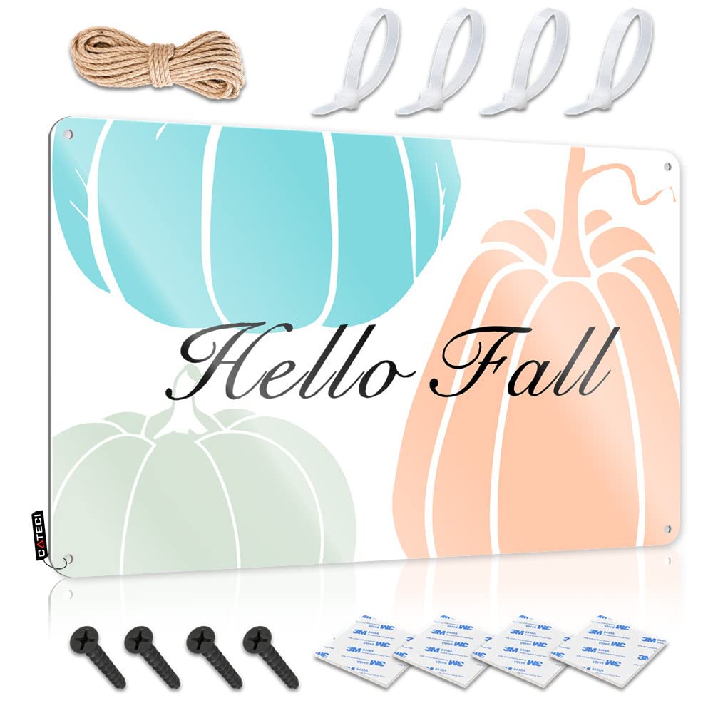 Bar Signs Vintage Hand-Drawn Style Hello Fall Tin Sign 1 Vintage Coffee Sign Funny Wall Decor Signs(30X40CM)