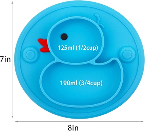 Miniatura 6 de Plato dividido de silicona para bebés, plato portátil antideslizante para alimentación infantil con ventosa para niños, bebés y niños, sin BPA, apto