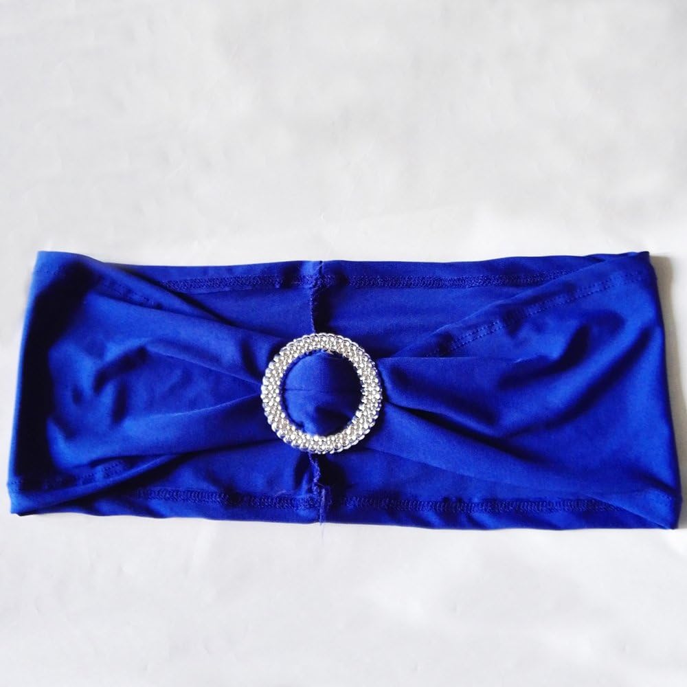 🛒 Crаzу Dеаlѕ 50PCS Spandex Chair Sashes Bows Elastic Chair Bands with Buckle Slider Sashes Bows for Wedding Decorations (Royal Blue)