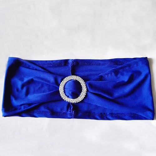 Miniatura 6 de Bandas elásticas de Spandex para sillas con hebilla deslizante para decoración de boda, no incluye las fundas color blanco, 50 piezas