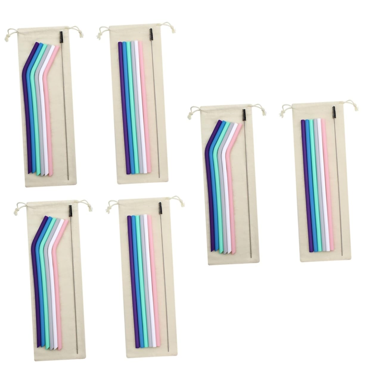Pailles en silicone réutilisables IMIKEYA set portable boisson chaude et froide