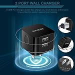 3Pack USB Wall Chargers, 2.4A Dual Port Fast Charger Block Square Flat Power AC Adapter Phone Brick Charging Station for iPhone, Samsung Galaxy, LG Stylo, Google Pixel, USB Plug House Hold Box Cube