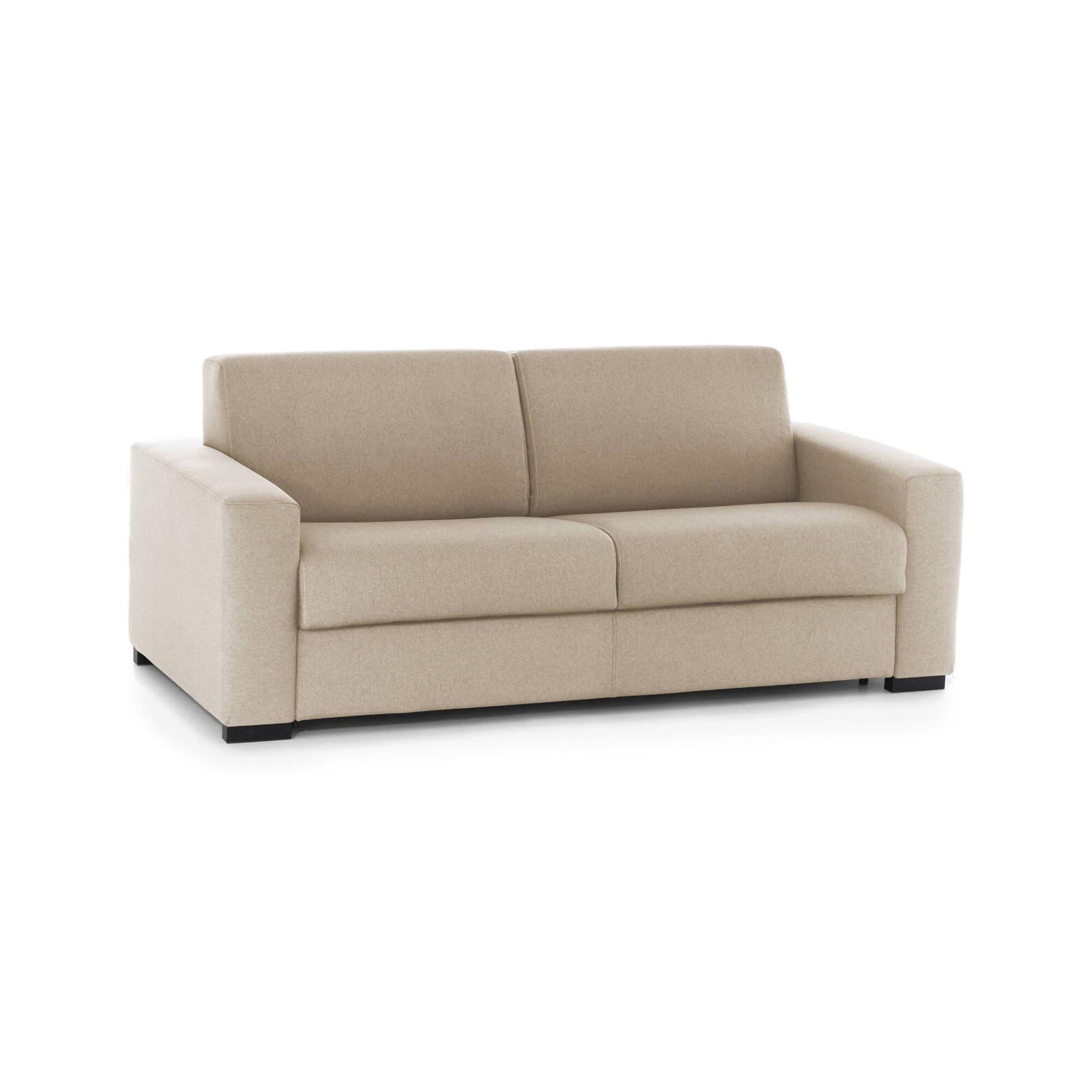 Dmora Divano Letto 2 posti Alena, Sofà Soggiorno con Apertura Girevole, Tessuto Imbottito, Braccioli Slim, 100% Made in Italy, Cm 160x95h90, Beige