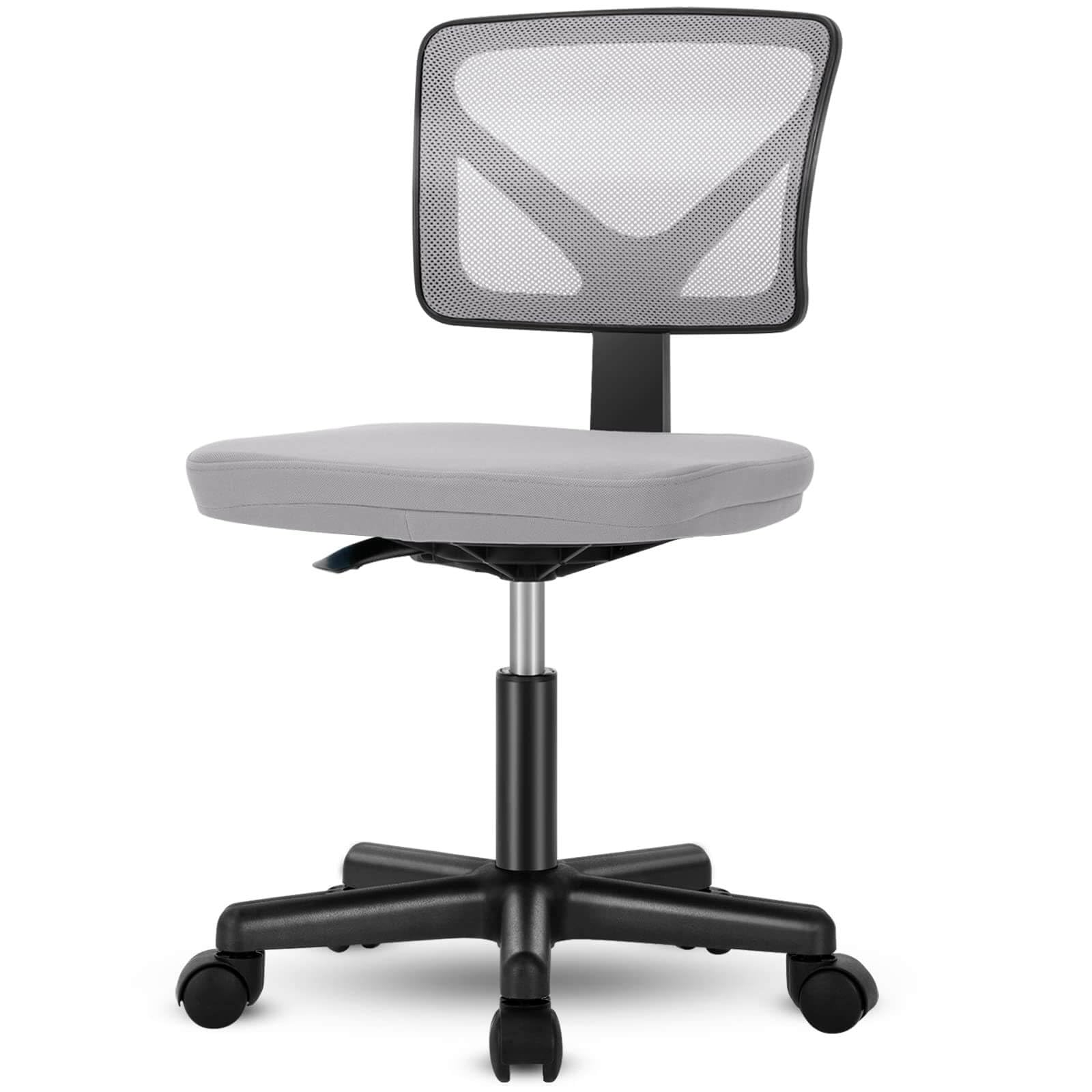 Armless Desk Chairs Ergonomic Low Back Computer Chair Adjustable Rolling Mesh Task Work Swivel Chairs with Wheels Work