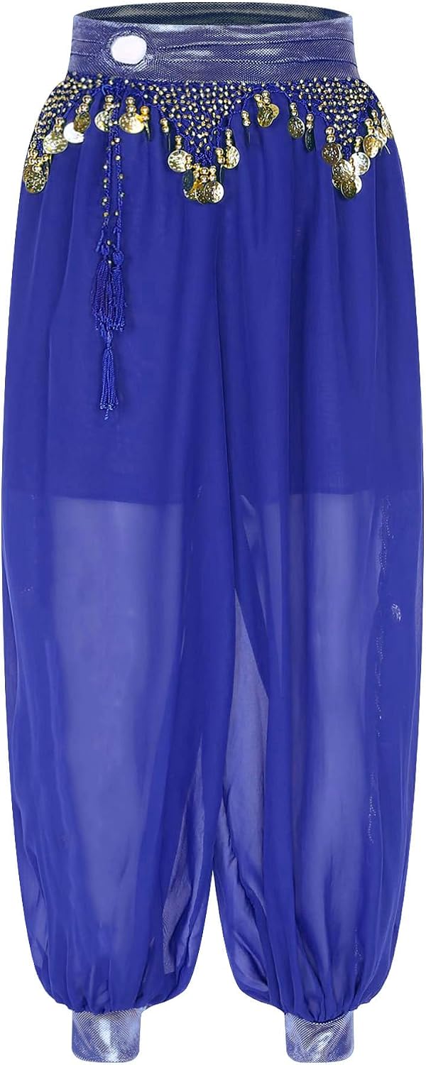 Womens Tribal Belly Dance Harem Pants Lantern Pants Side Split Pants Arabic Halloween Trousers