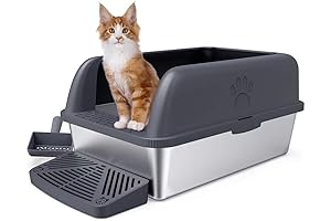 Stainless Steel Cat Litter Box with Lid for Big Cats - XL...