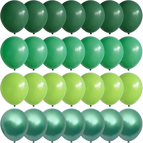 Globos de 12 pulgadas en diferentes tonos de verde: látex metálico, oscuro, esmeralda, lima, cromado para decoraciones de fiesta de safari en la