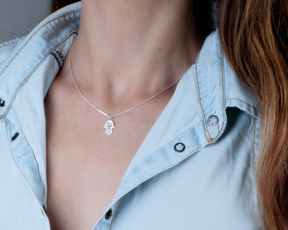 Filigree Hamsa Necklace – Sterling Silver, Gold or Rose Gold, Lucky Protection Jewelry 16–18” - Image 6