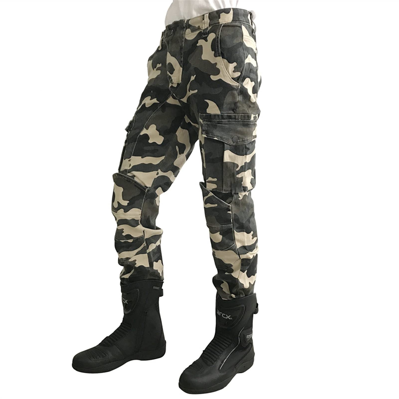 Pantalones De Moto De Camuflaje Vaqueros De Moto para Hombre Viene con 4 Equipos De Protección Desmontables. Vaqueros De Primavera Y Verano, Unisex, Aptos para El Ciclismo. (M-4XL)