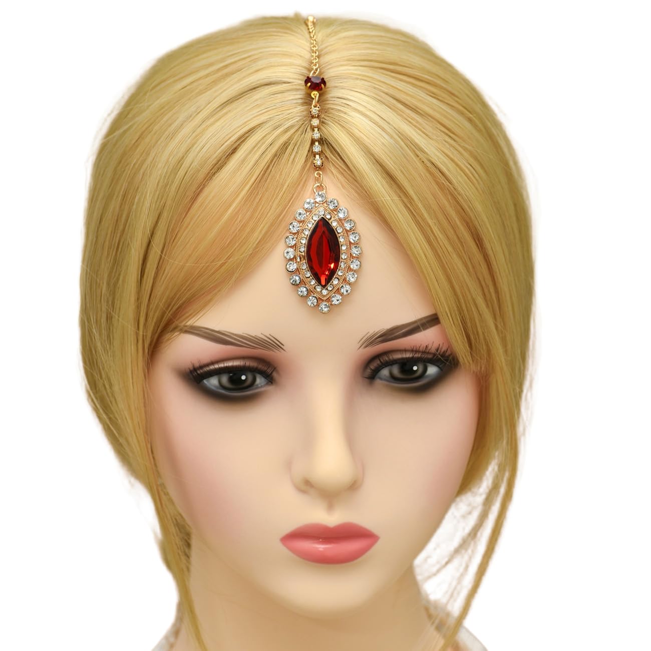 Traziewell Gold Chain Headpiece Wedding Bridal Goddess Bohemian Boho Hair Piece Bollywood Bride Glam HB000815 - Image 2