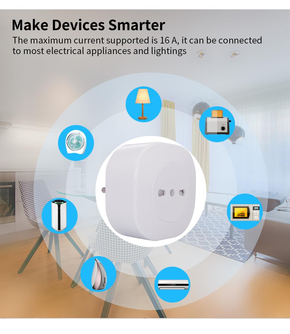 WiFi Smart Plug Outlet Compatible with Alexa Google Assistant App and Voice Control No Required Hub Italy 10A — view 6
