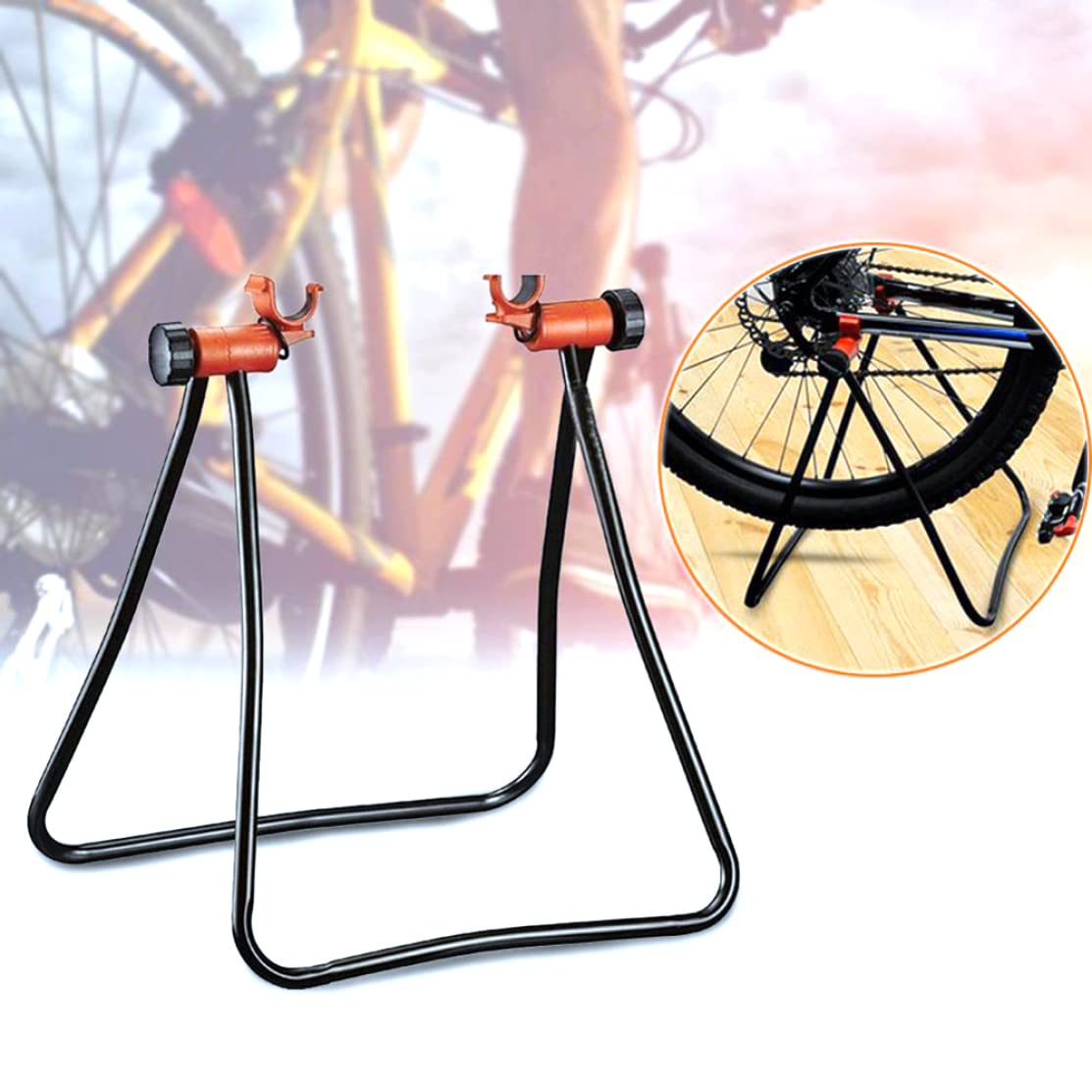 Support de vélo pour l'entretien Support de réparation vélo Pliable Plancher en Aluminium réparation Portable réglable en Hauteur pour Une Utilisation intérieure et extérieure