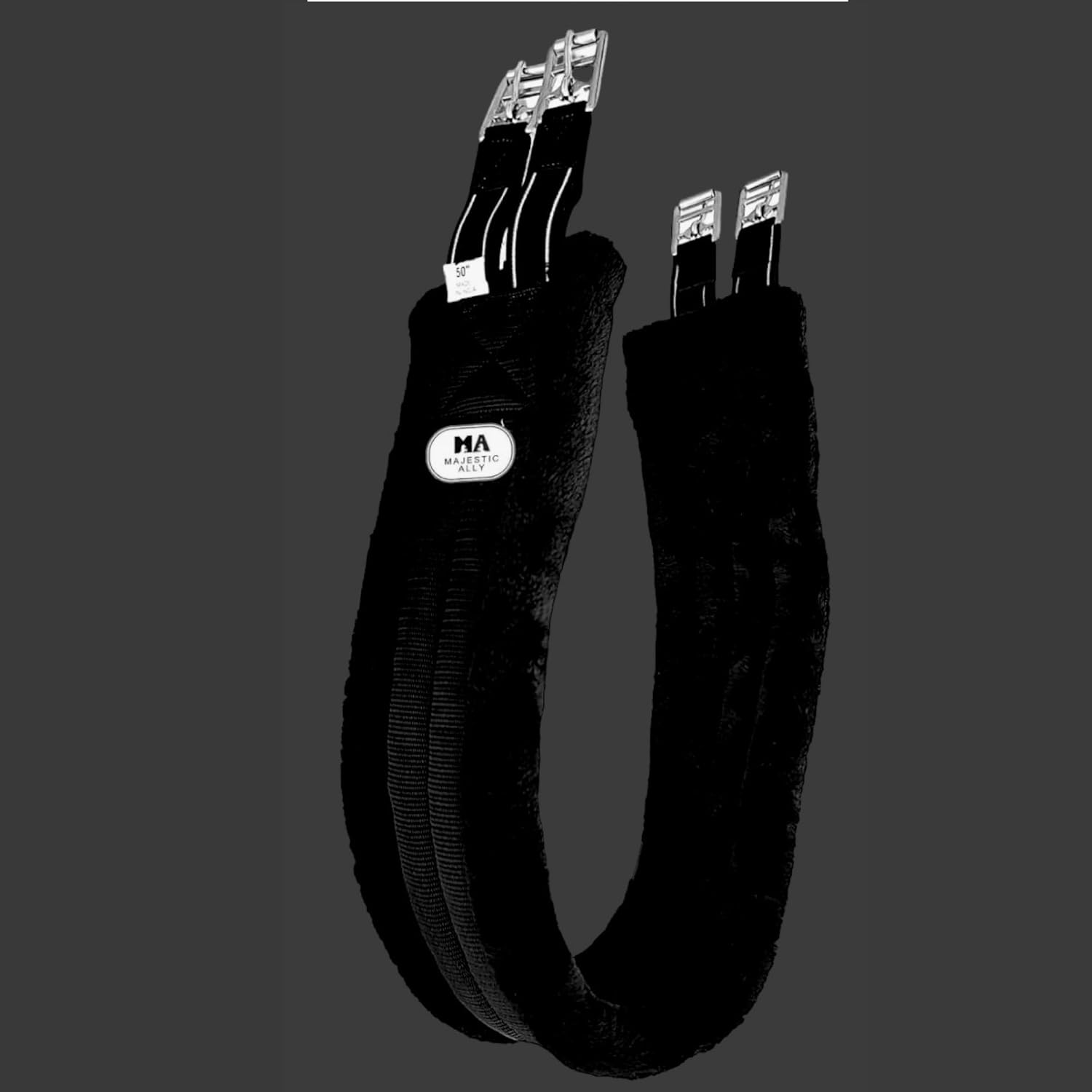 Majestic Ally Mink Fleece Padded Girth with Heavy Duty Elastics & Stainless Steal Hardware Brown -42",44",46",48" and 50"