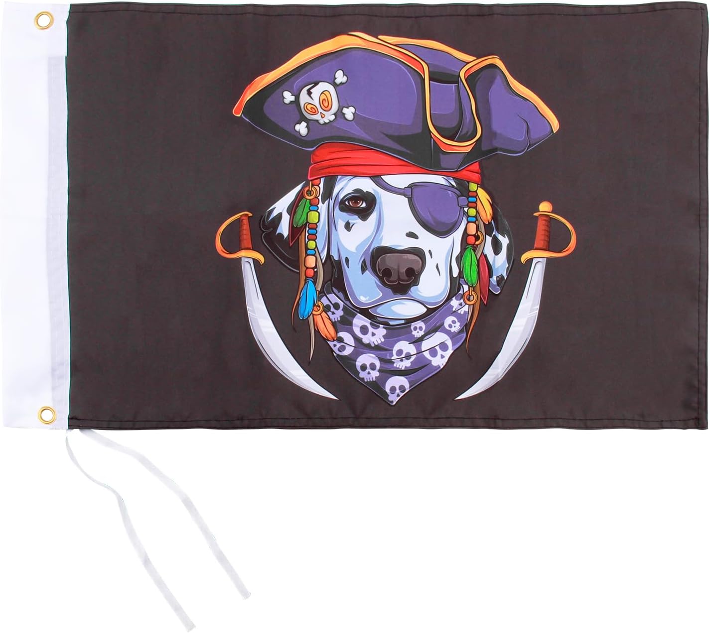 Pirate Flags,60 X 40 CM Pirate Flag for Boat,100% Polyester Flags Boats Small Funny Outdoor,Jolly Halloween Decorations Ship,Outside Decor Pirates Battle Boating Banner,for Ship Decorations Signs