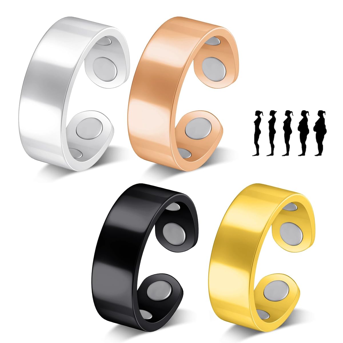 THALASIENE Vitalring,4Pcs Vital Ring,Sömni Ring Damen Wechseljahre,Nevolta Magnetring,Migraine Relaxation, Sleep Aid Fatigue Reduction- Mit Schmuckschatulle
