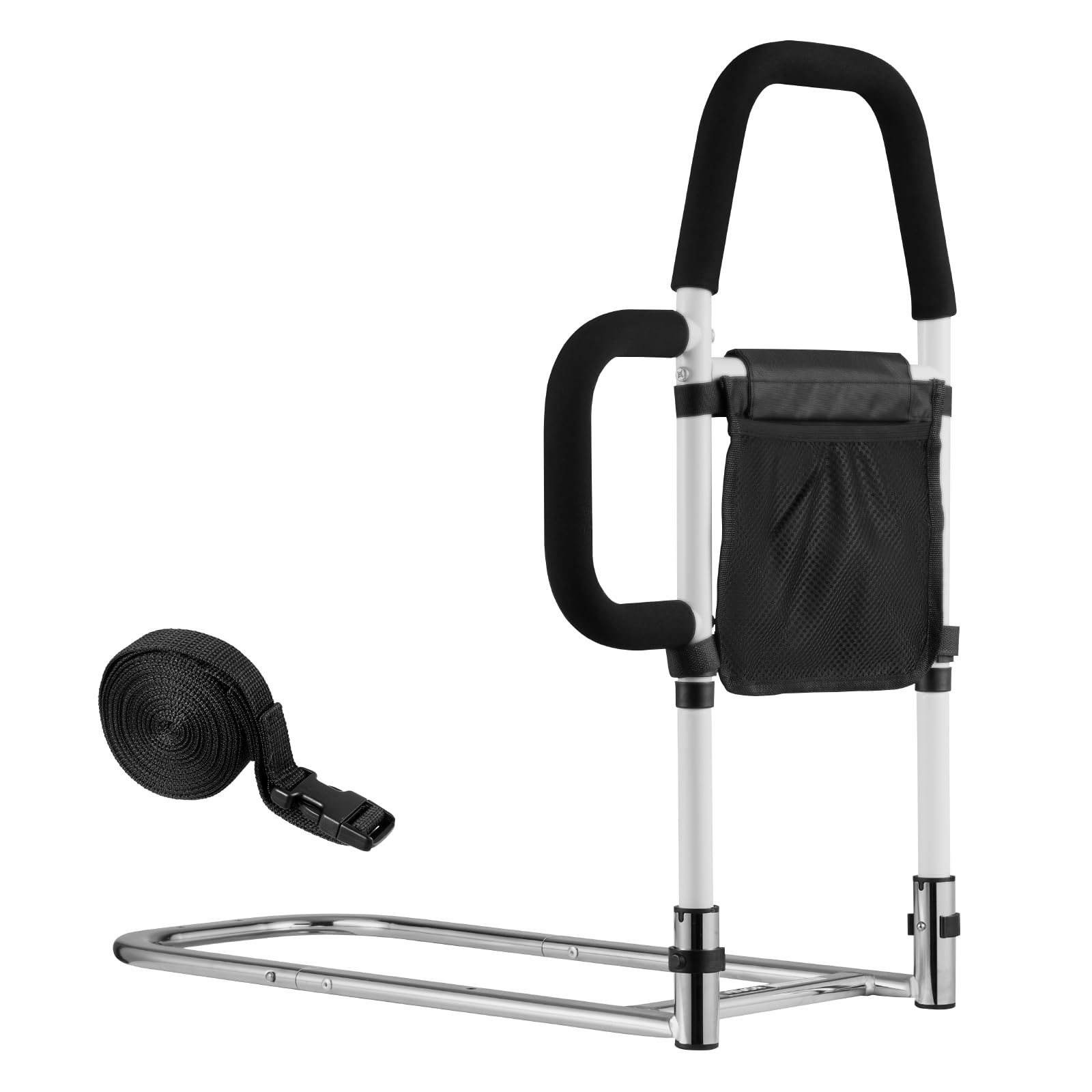 VEVOR Barrière de lit Personnes âgées, Barre d’Appui pour lit, avec poignée latérale et Main Courante en PU, Hauteur réglable, en Tube d'acier au Carbone, Rampe d'assistance de Chevet pour Patients