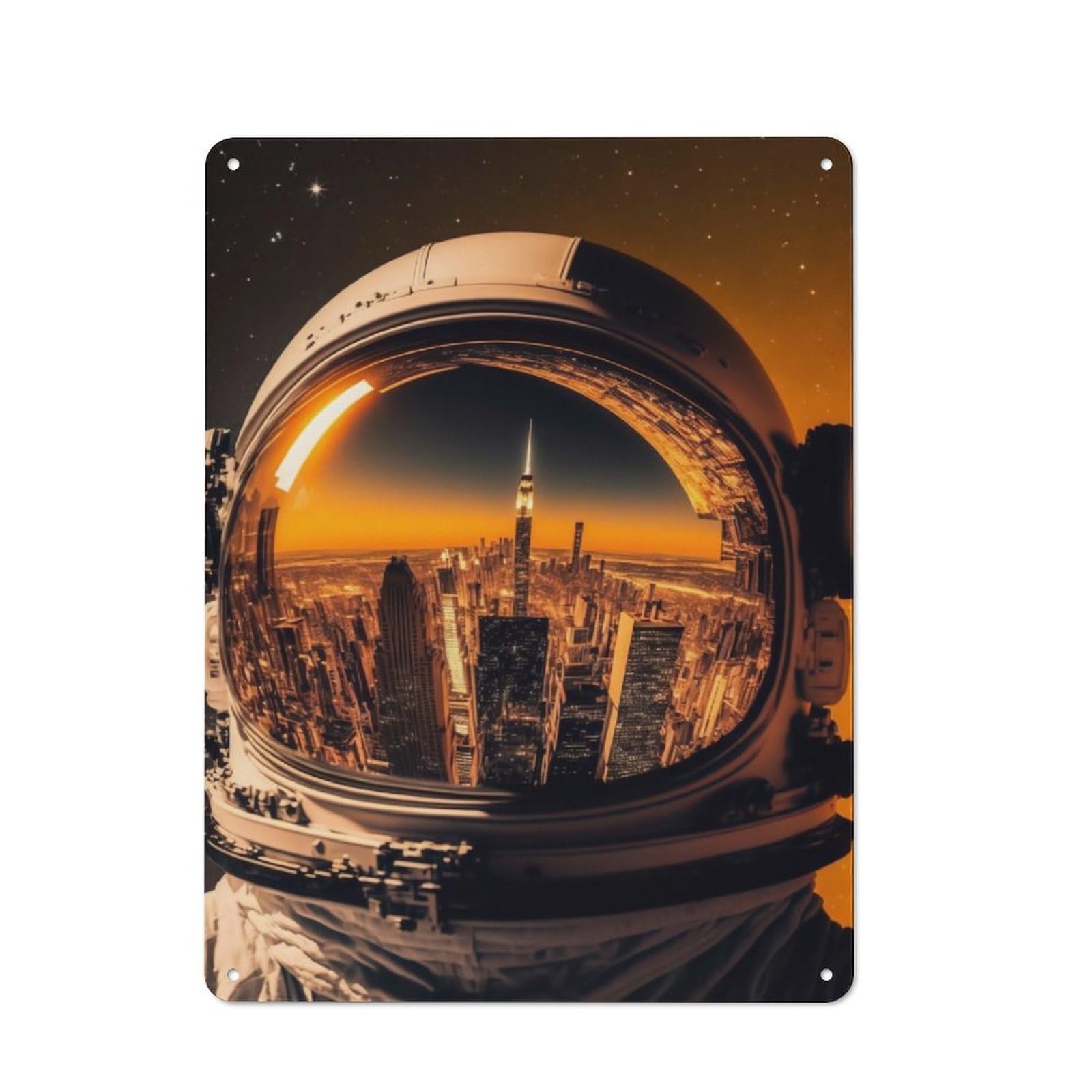 Junmoney Astronauts Home City Visor Rustic Tin Wall Sign 40X30cm, Kitchen Wall Decor For Bakery, Diner, Cafe Or Family Room