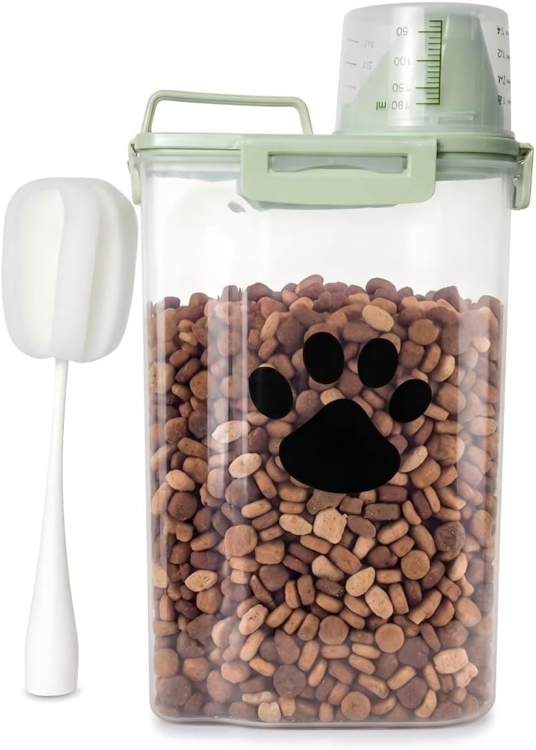 Dog Storage Container with cleaning brush with Measuring Cup