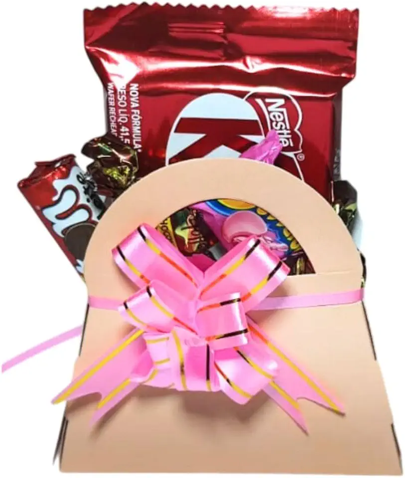 Lembrancinha Presente Dia da Mulher, Aniversário, com Chocolate formato Bolsinha