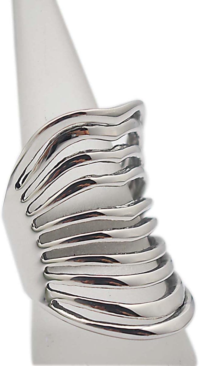 Polished Stainless Steel Split Style Ring Multilayer Stacked Knuckle Finger Rings Band image 4