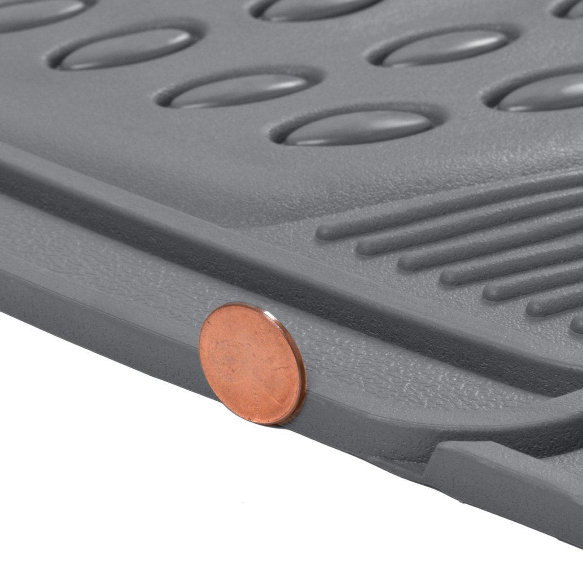 BDK 3-Piece Gray Rubber Floor Mats Front Rear Heavy Duty Universal Fit Liners for Cars SUVs Trucks Vans — view 9