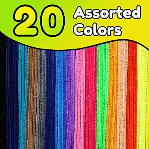 Pllieay 200Pcs Pipe Cleaners For Crafts 20 Assorted Color, Pipe Cleaner Chenille Stems, For Pipe Cleaners Craft Supplies Diy Arts & Crafts Decoration (6 Mm X 12 Inch) #TOP1