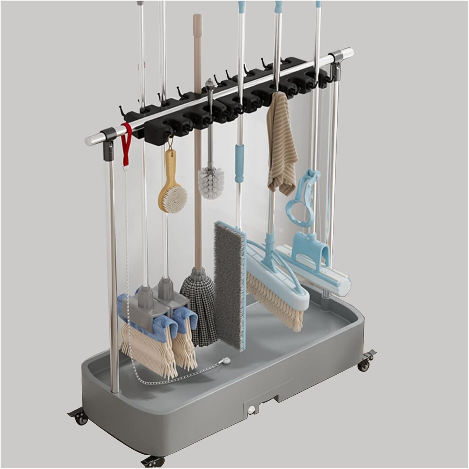 Amazon.com: SCOOVY Racks Floor Standing Broom Mop Holder, Movable ...