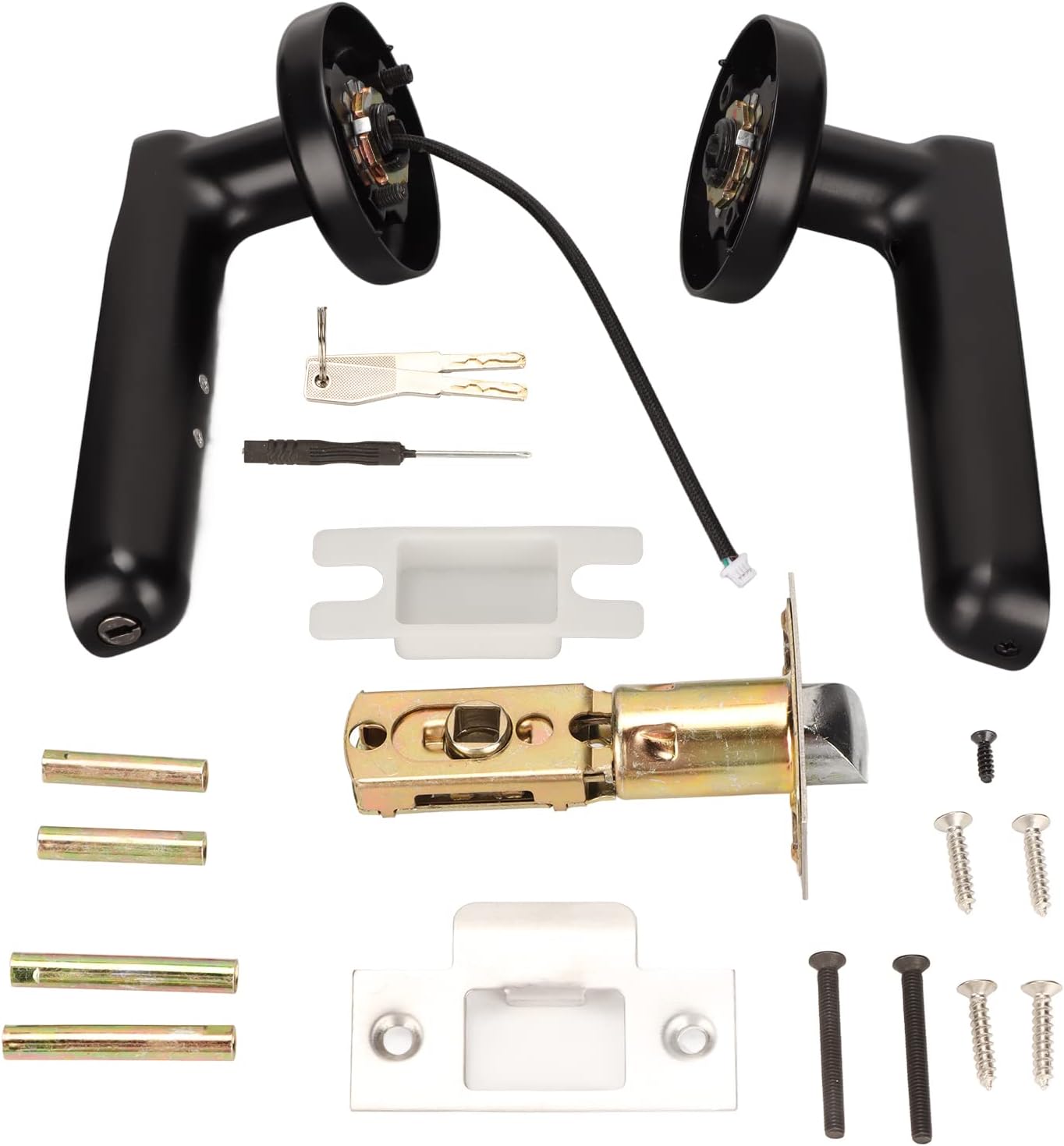 Three-step guide for battery installation in the Hilitand HD-8401 Fingerprint Door Lock: unscrewing, opening the cover, and inserting batteries.