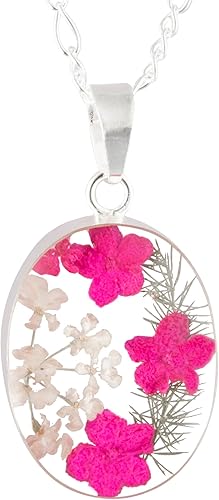 Miniatura 16 de TAMI Collar de plata con flor prensada (4 Leaf Clover)