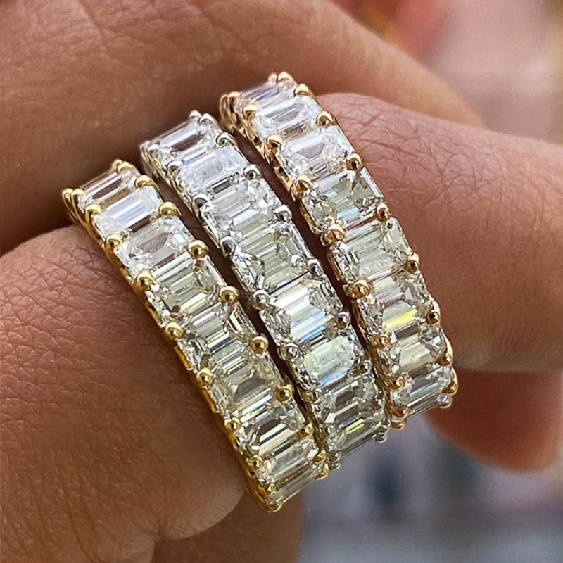 Full Eternity Cubic Zirconia Ring for Women – Gold Plated Solitaire Design, Proposal Statement Jewelry Gift for Her, Engagement Present for Wife, Girlfriend or Best Friend image 3