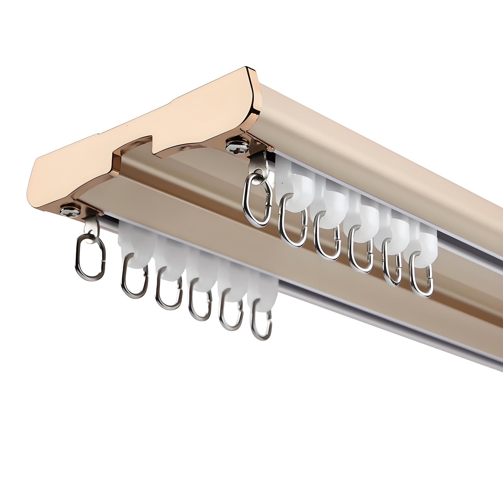 WQPMNYG Ceiling Double Curtain Track Silent Aluminum Sliding Rail for Bay Windows Room Dividers Office & Living Spaces 220cm/7.2FT Easy Installation
