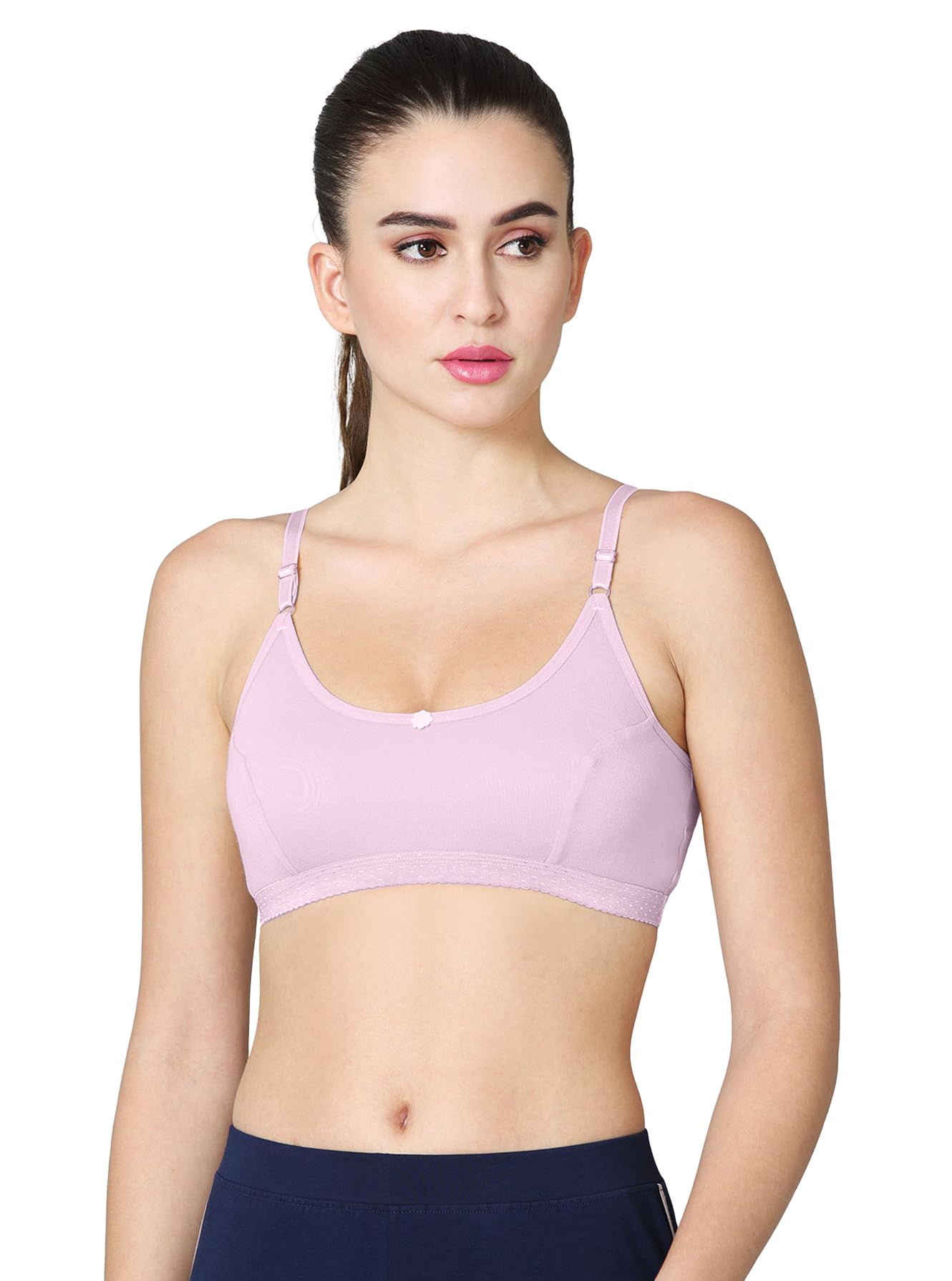 My First Bra for Women – Camisole Style Slip-On Bra with Adjustable Straps | Double Layered | 100% Super Soft Cotton Knitted Fabric | Wire-Free-image-3