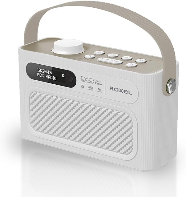 Roxel RDR-40 Stereo DAB/DAB+ Digital and FM Radio Portable Bluetooth Speaker with Dual Alarm Clock Function, USB & Micro SD MP3 Playback Function (White)