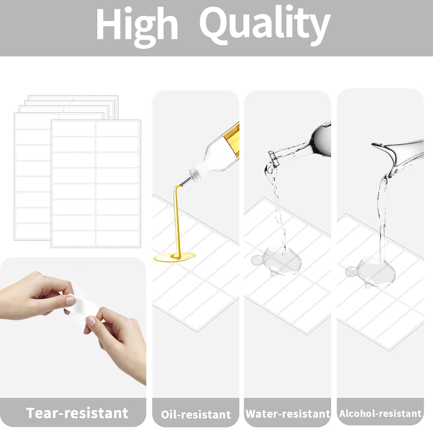 Blank Removable Labels, 1x3 Inch White Freezer Labels for Food Containers, Freezer Label to Write on/Waterproof - 240Pcs image 3