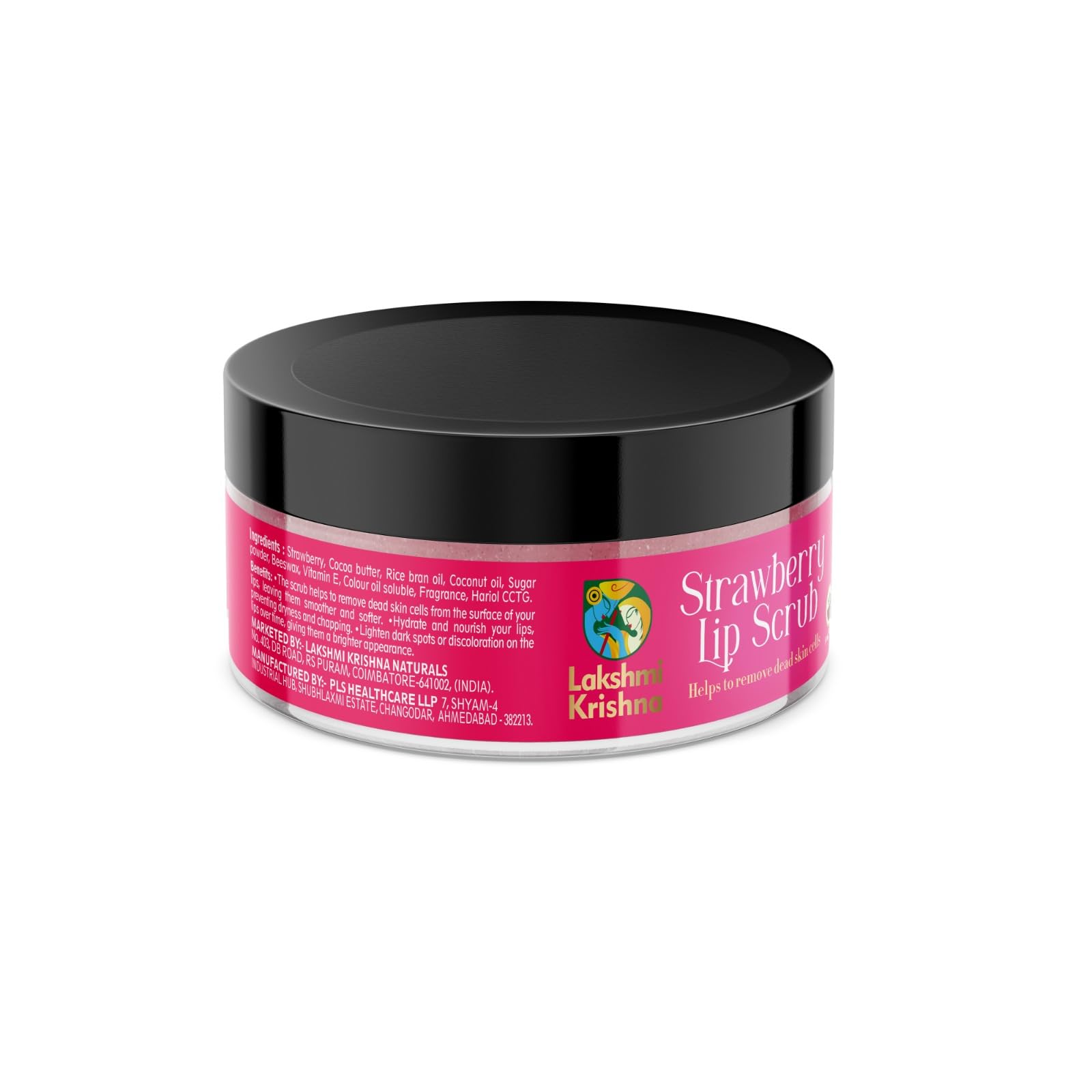 Lakshmi Krishna Strawberry Lip Scrub-20g, Organic Strawberry Lip Scrub - Exfoliates & Moisturizes with Antioxidant Rich Ingredients - Image 2 thumbnail